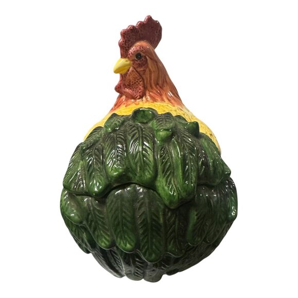 Vintage Ceramic Rooster Cookie Jar Collectible Kitchen Decor 12" L X 10" H Multi - Picture 7 of 12